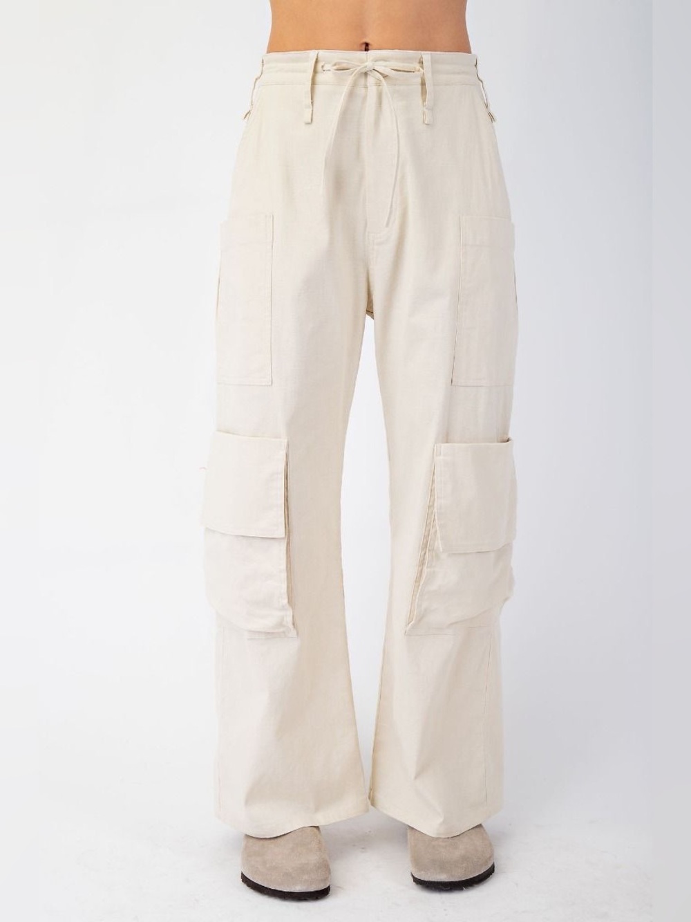 Easel | Laid Back Artisan Linen Blend Wide Leg Utility Cargo Pants New NWT Small - Picture 6 of 10